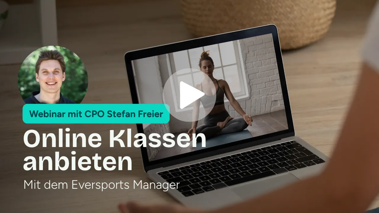 Cover vom Webinar von Eversports Manager über Digitalisierung im Studio mit Online Angeboten