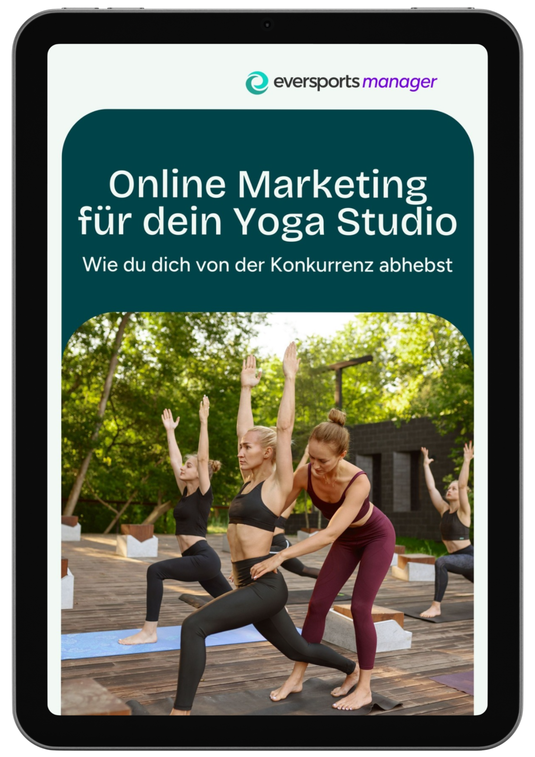Cover des E-Books "Online Marketing für dein Yoga Studio" publiziert von Eversports Manager