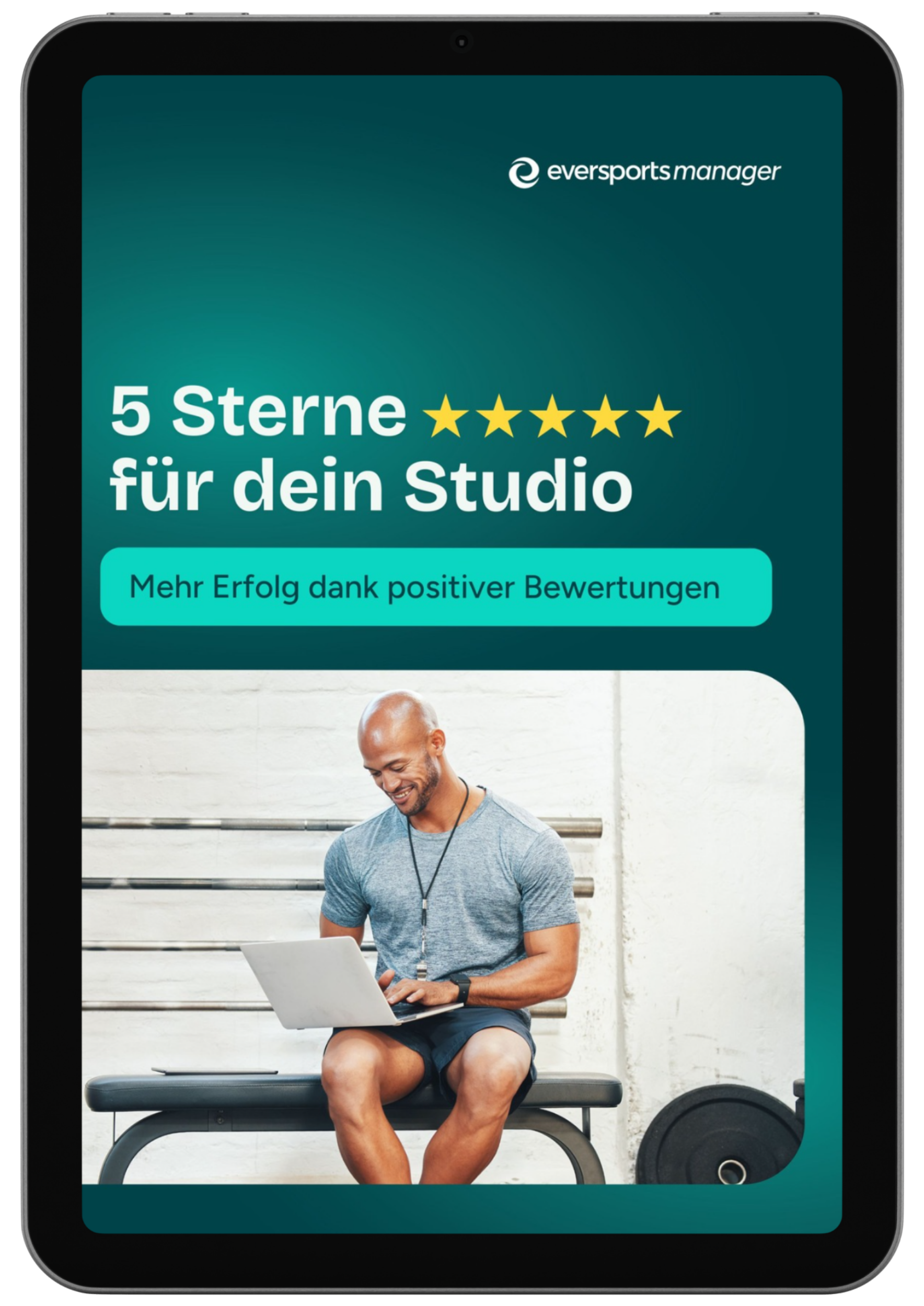 Cover des E-Books "5 Sterne für dein Studio" publiziert von Eversports Manager