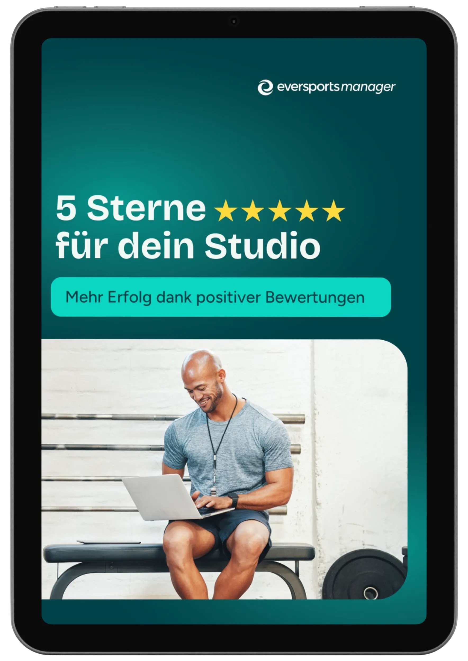 Cover des E-Books "5 Sterne für dein Studio" publiziert von Eversports Manager