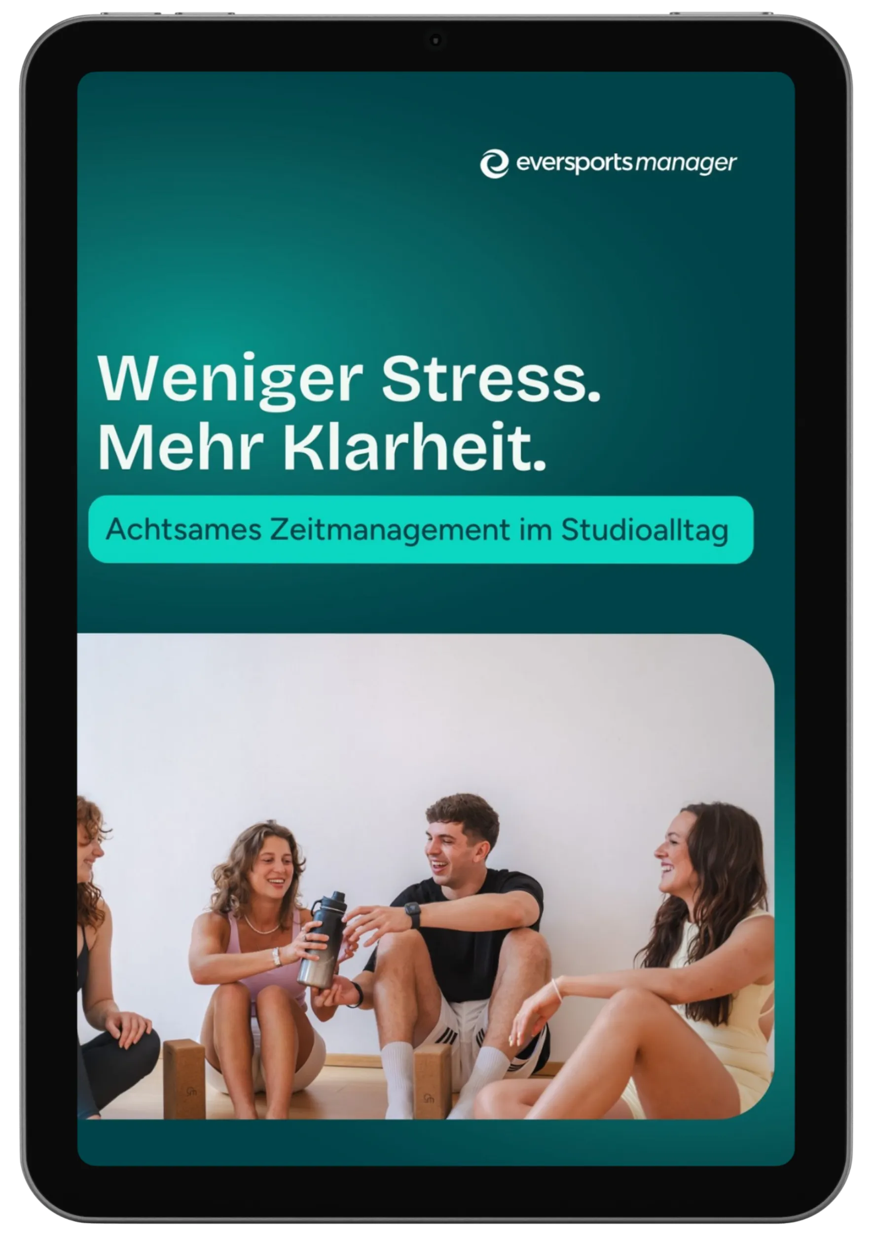 Cover des E-Books "Zeitmanagement im Studioalltag" publiziert von Eversports Manager