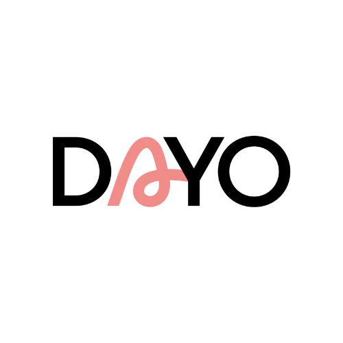 A stylized, abstract pink symbol resembling a looped ribbon on a transparent background.
