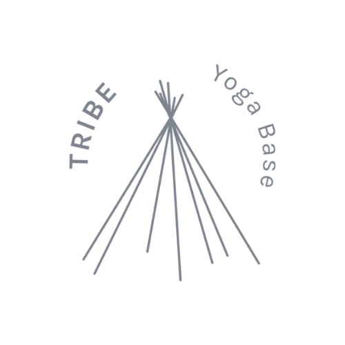 logo of tribe yoga base with a tent made out of grey lines
