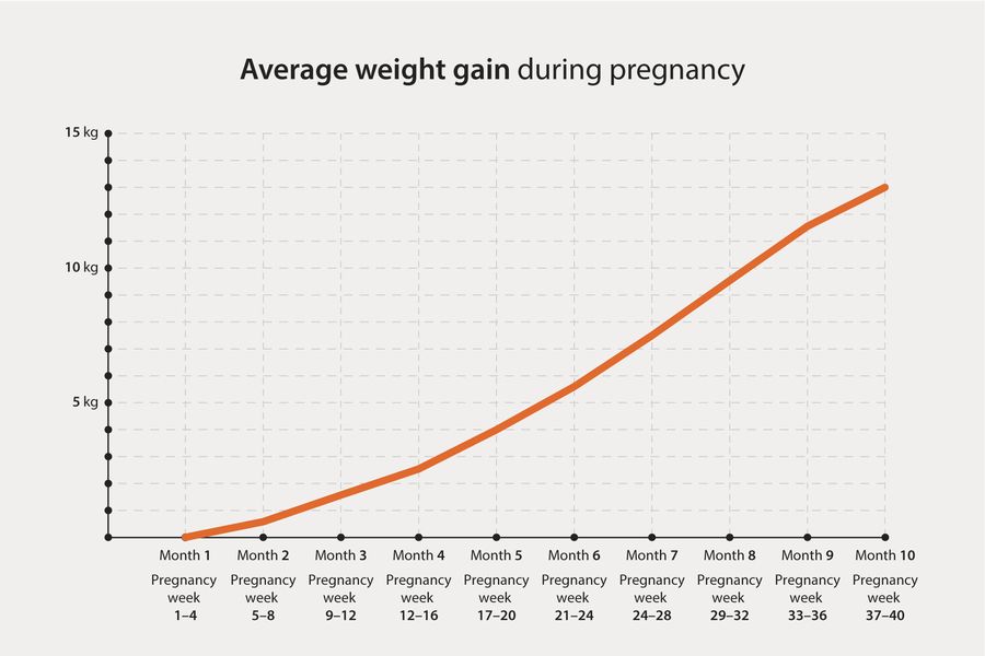 average weight gain during pregnancy