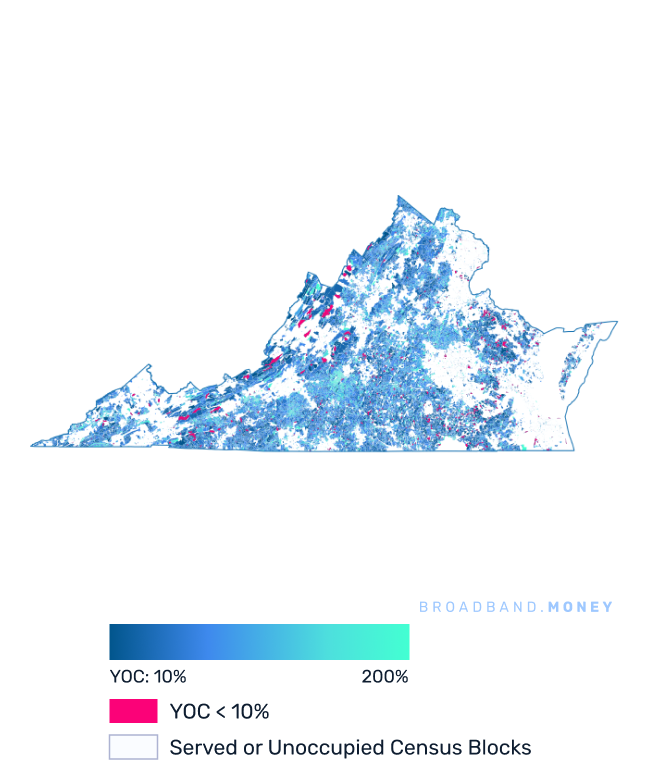 Virginia broadband investment map yield on cost