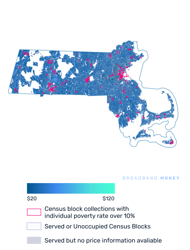 Massachusetts broadband investment pricing and competition map