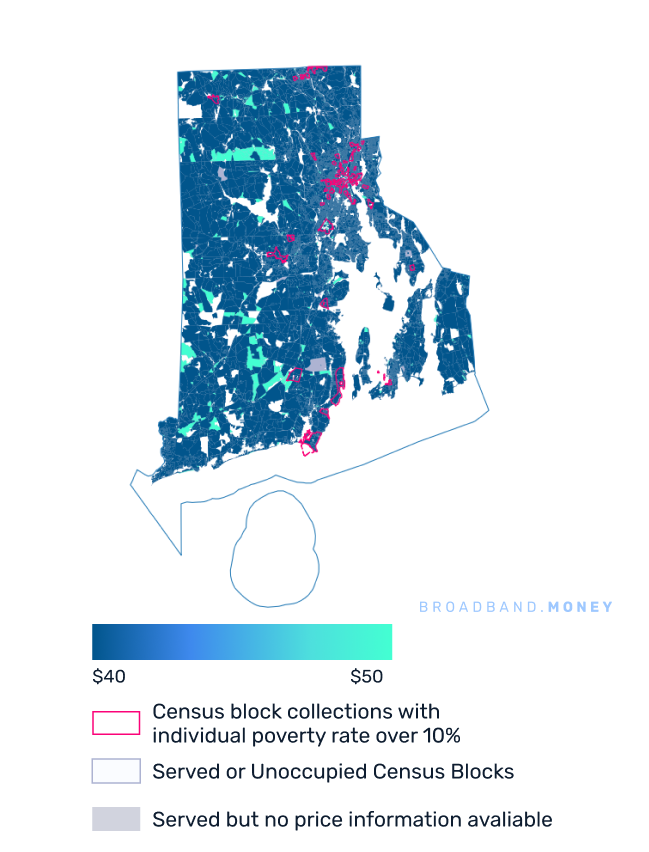 Rhode Island broadband investment pricing and competition map