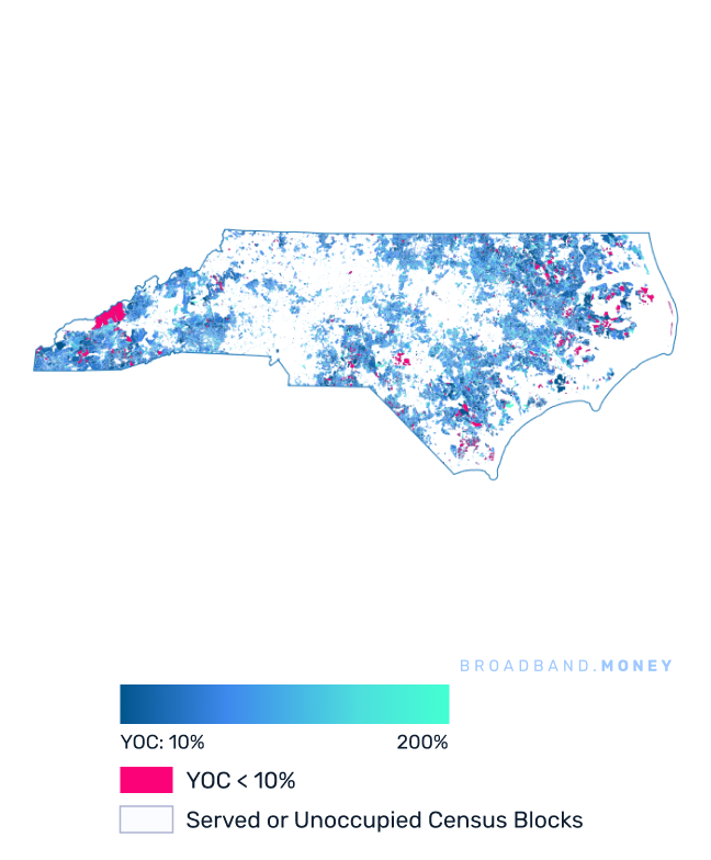 North Carolina broadband investment map yield on cost