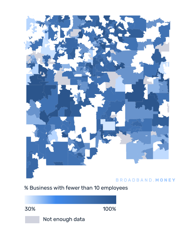 New Mexico broadband investment map small business establishments