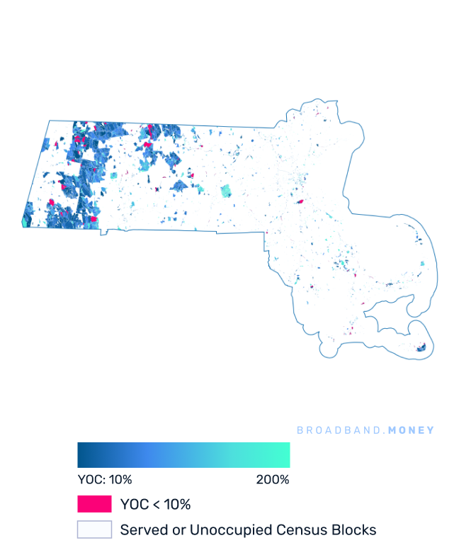 Massachusetts broadband investment map yield on cost