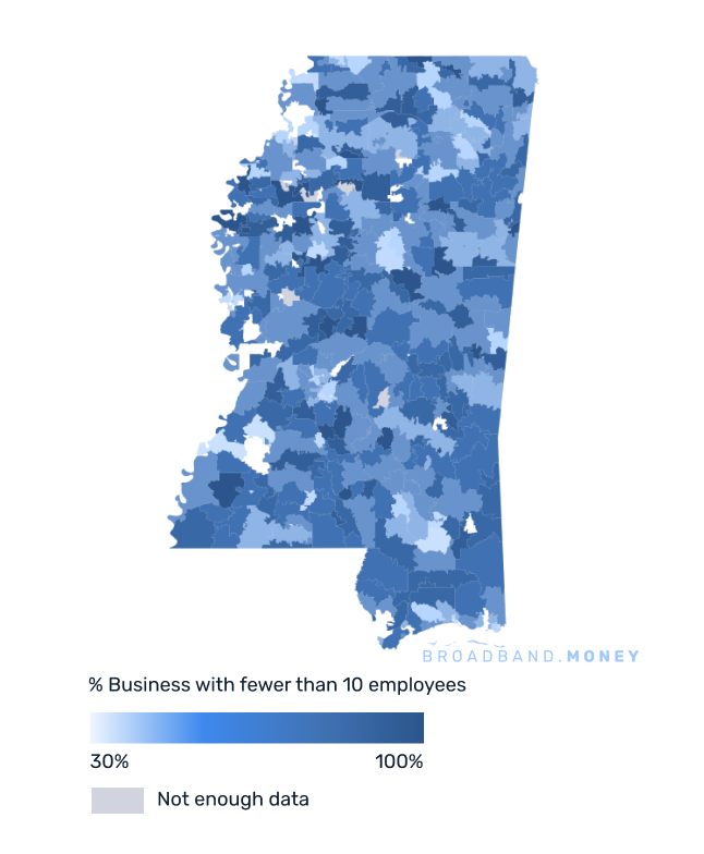 Mississippi broadband investment map small business establishments