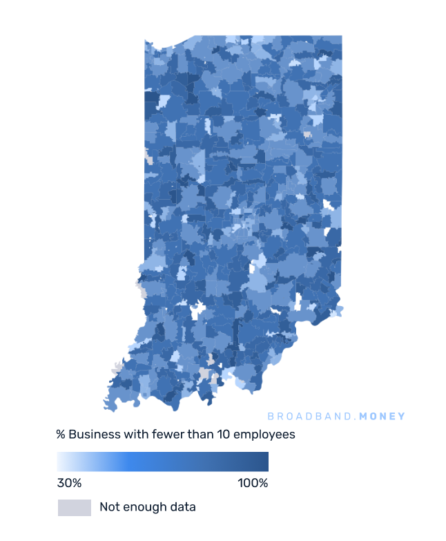 Indiana broadband investment map small business establishments