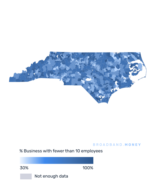 North Carolina broadband investment map small business establishments