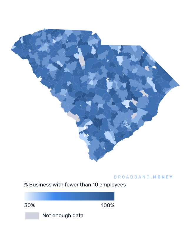 South Carolina broadband investment map small business establishments