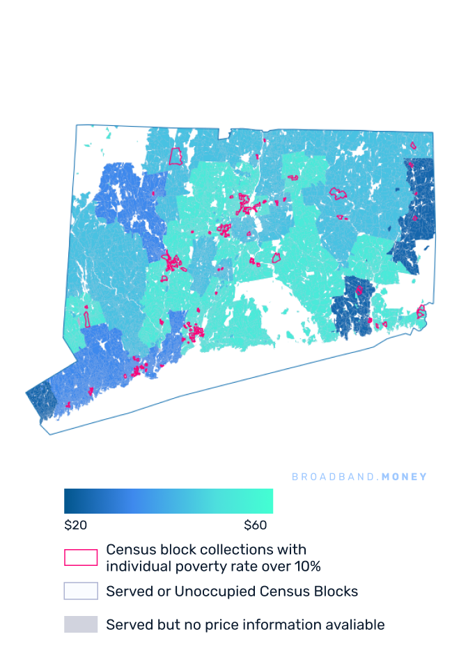 Connecticut broadband investment pricing and competition map