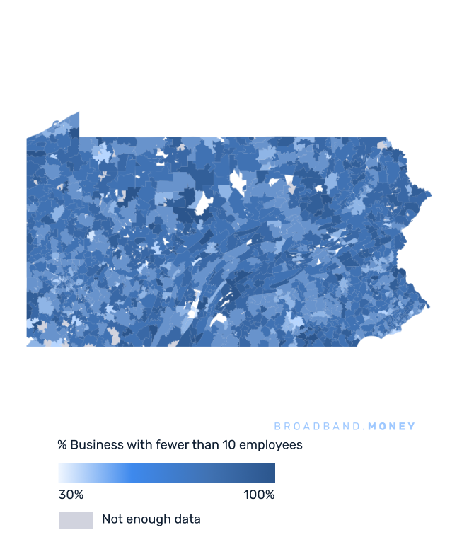 Pennsylvania broadband investment map small business establishments