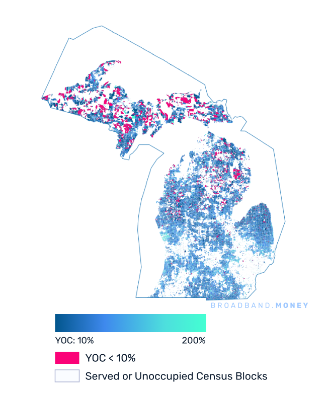 Michigan broadband investment map yield on cost