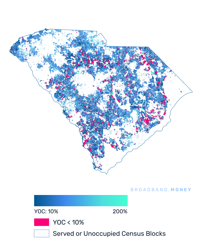 South Carolina broadband investment map yield on cost