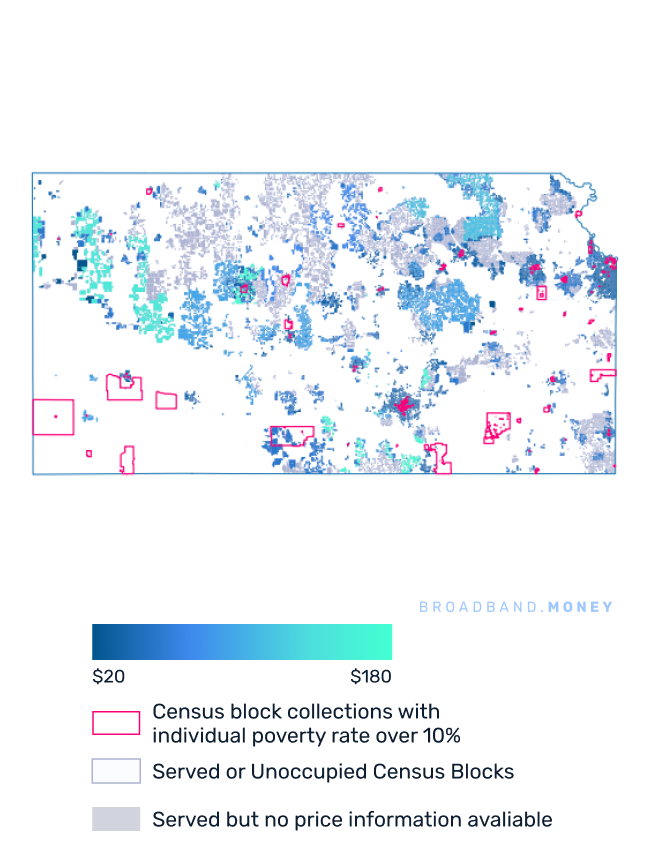 Kansas broadband investment pricing and competition map