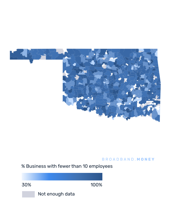 Oklahoma broadband investment map small business establishments