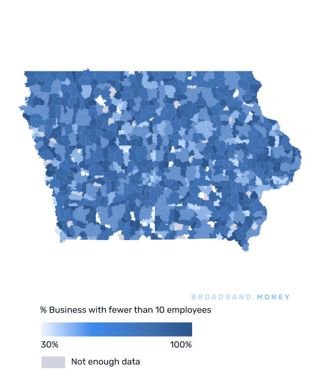 Iowa broadband investment map small business establishments