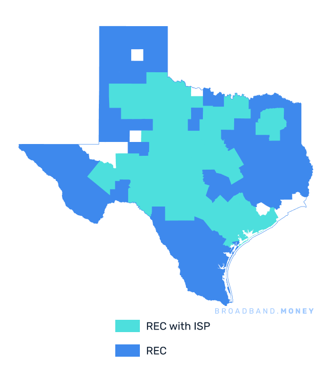 Texas broadband investment map REC coverage