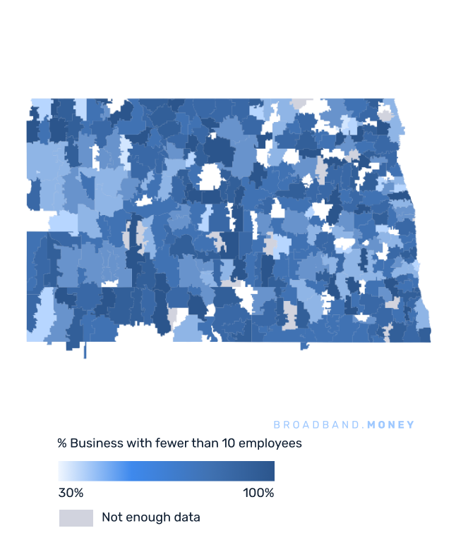 North Dakota broadband investment map small business establishments