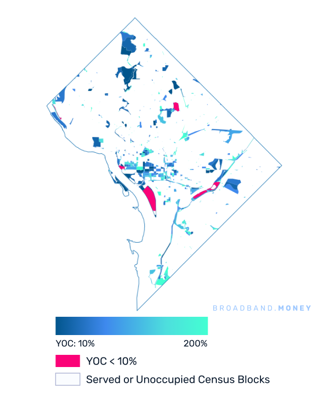 District of Columbia broadband investment map yield on cost
