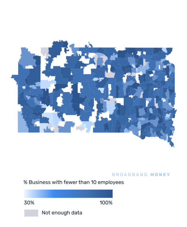 South Dakota broadband investment map small business establishments