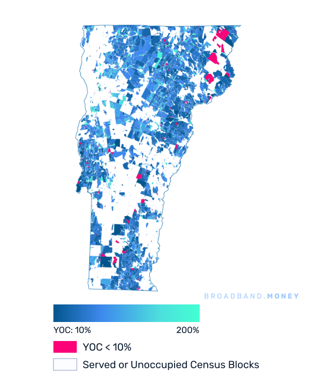 Vermont broadband investment map yield on cost