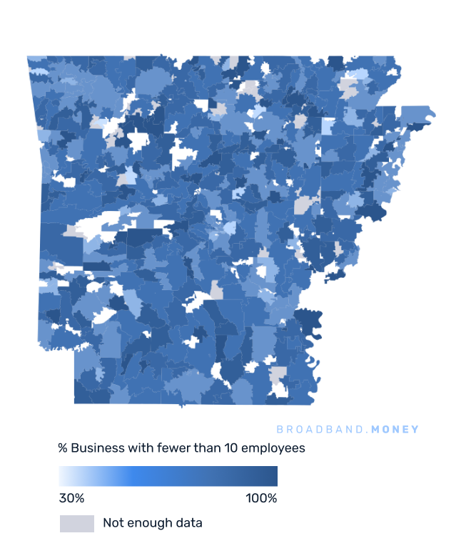 Arkansas broadband investment map small business establishments