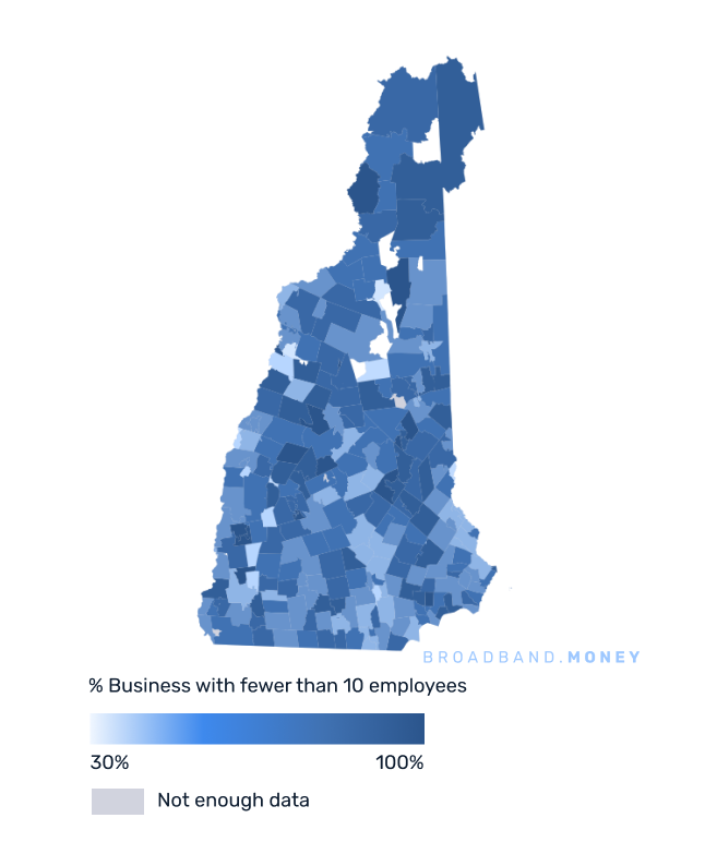 New Hampshire broadband investment map small business establishments