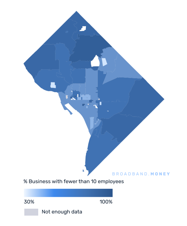 District of Columbia broadband investment map small business establishments
