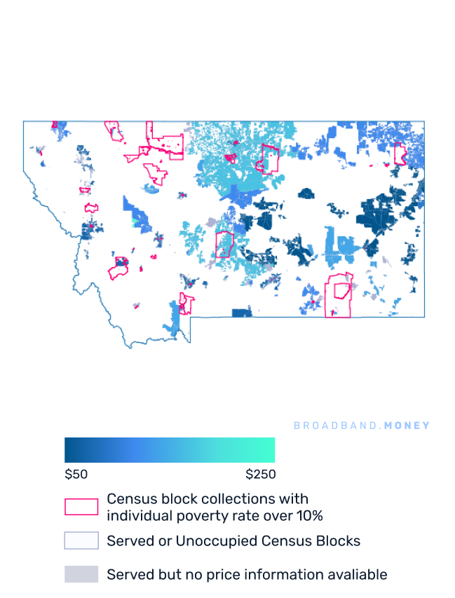 Montana broadband investment pricing and competition map
