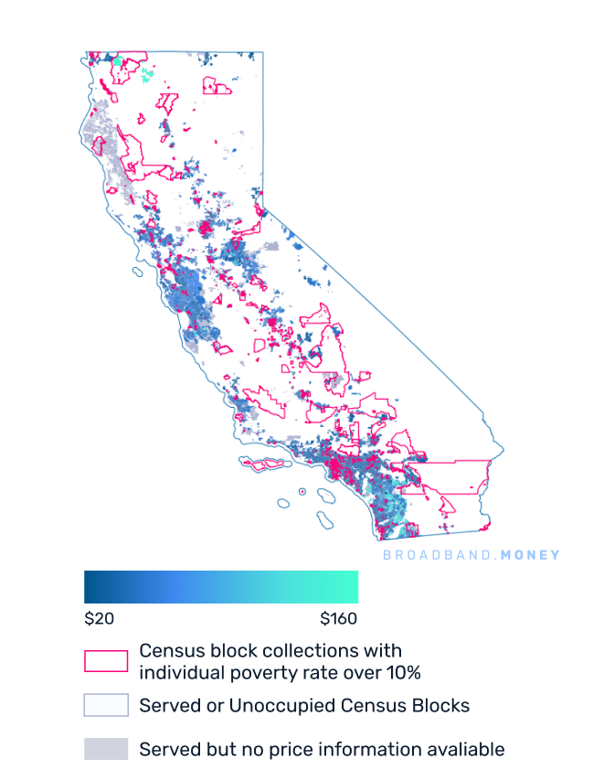 California broadband investment pricing and competition map
