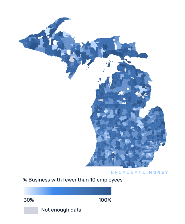 Michigan broadband investment map small business establishments