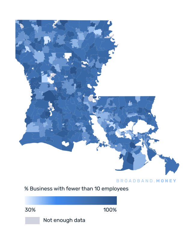 Louisiana broadband investment map small business establishments