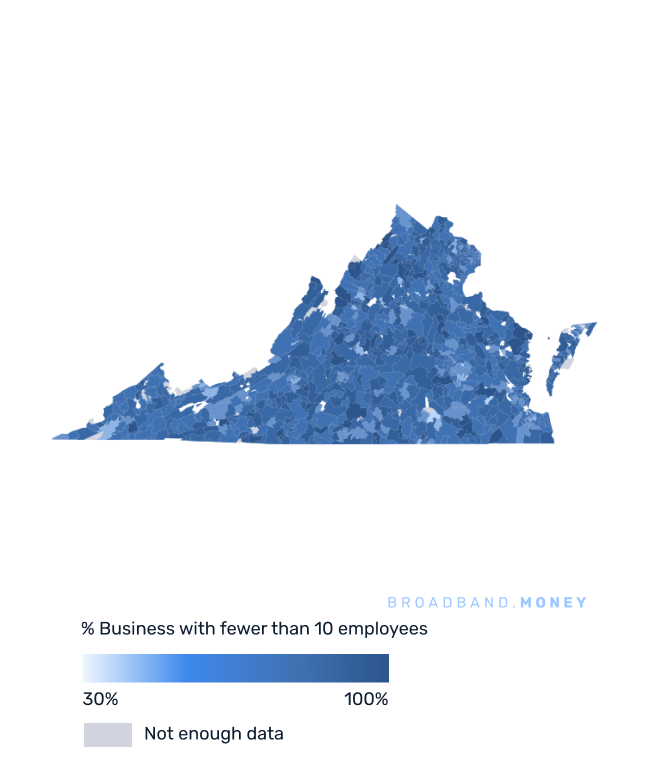 Virginia broadband investment map small business establishments