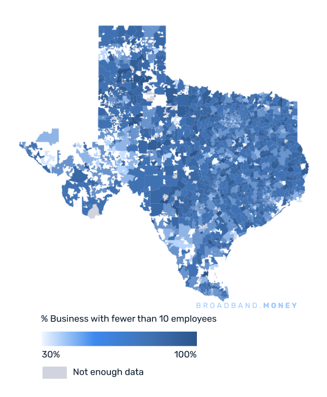 Texas broadband investment map small business establishments