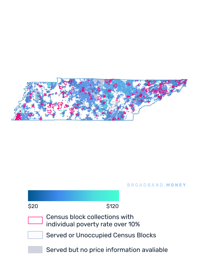 Tennessee broadband investment pricing and competition map
