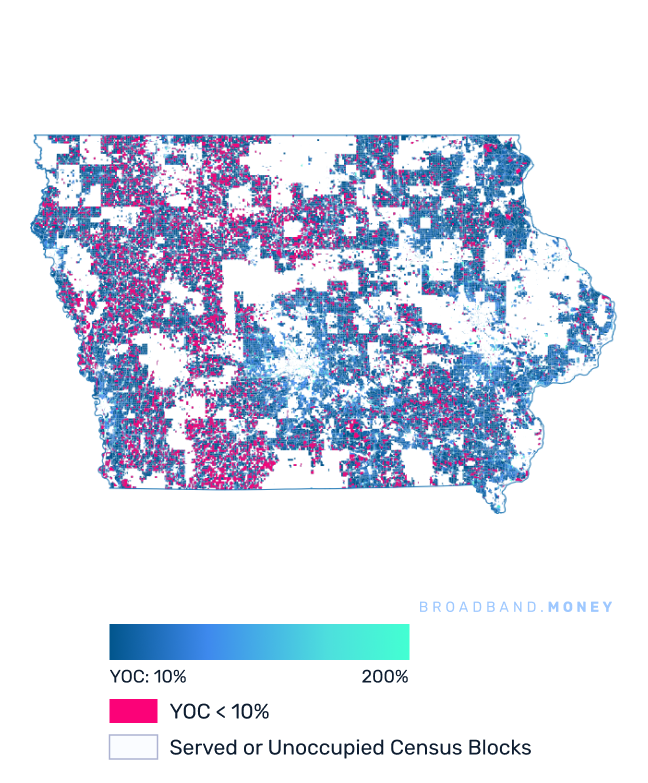 Iowa broadband investment map yield on cost