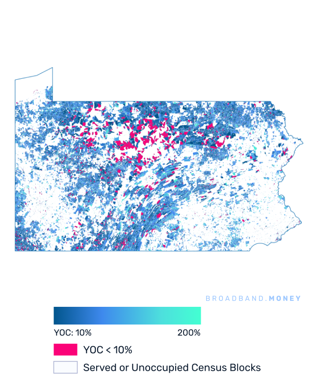 Pennsylvania broadband investment map yield on cost