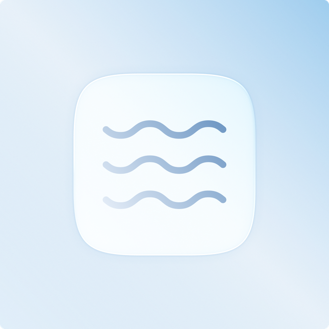 wave icon, light blue background with darker waves