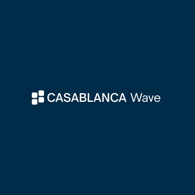 CASABLANCA Wave logo on a dark blue background
