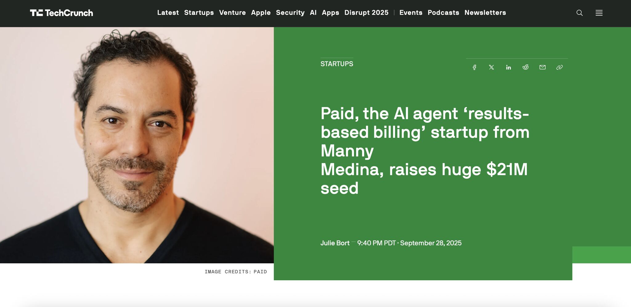 Paid, the AI agent ‘results-based billing’ startup from Manny Medina, raises huge $21M seed