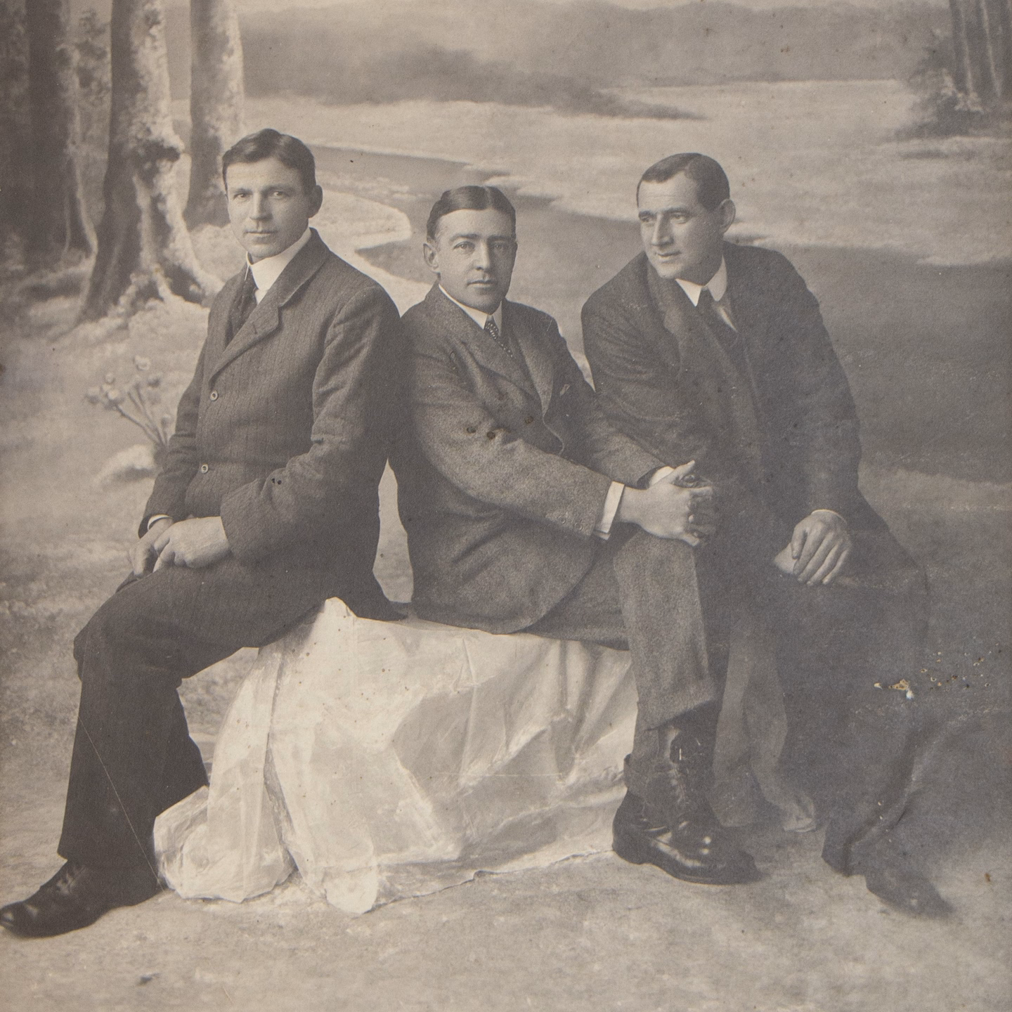 Frank Worsley, left, Ernest Shackleton and Tom Crean.