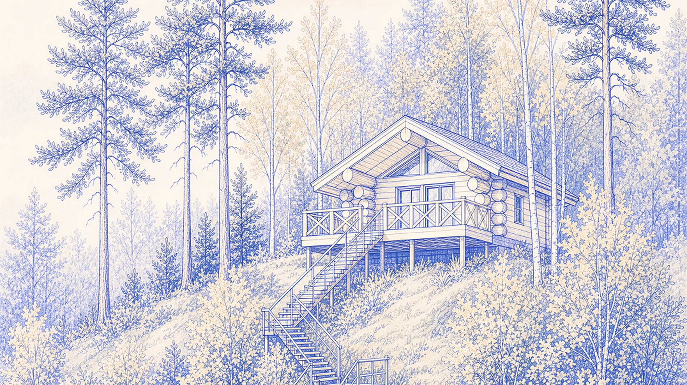 log cabin on a river