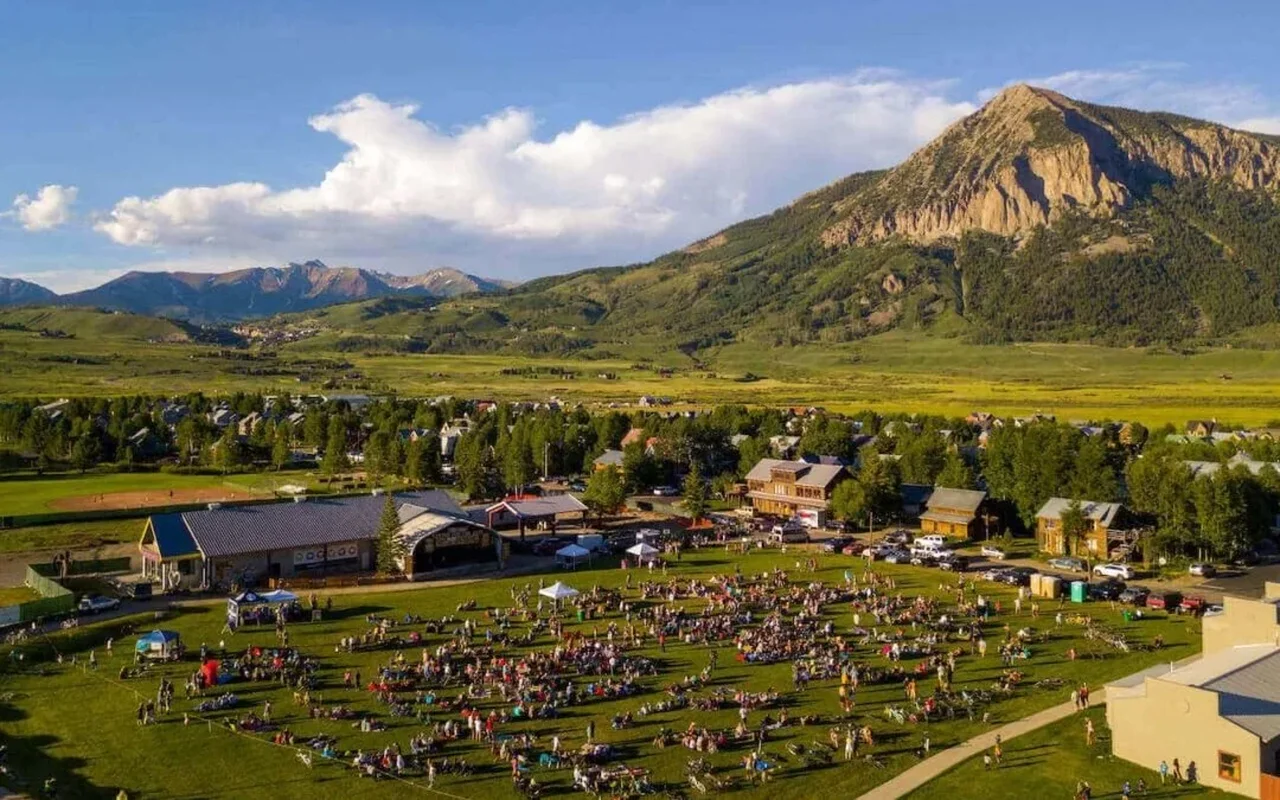 An arial shot of an outdoor event in Crested Butte CO