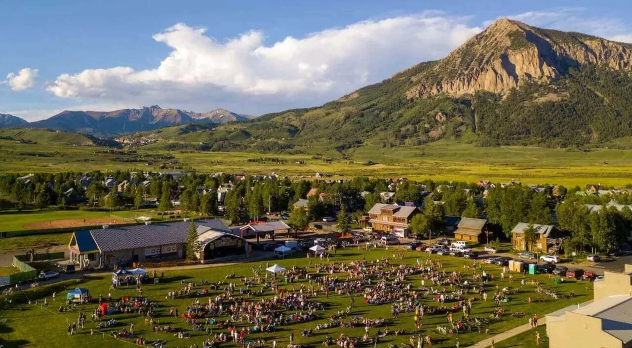 An arial shot of an outdoor event in Crested Butte CO