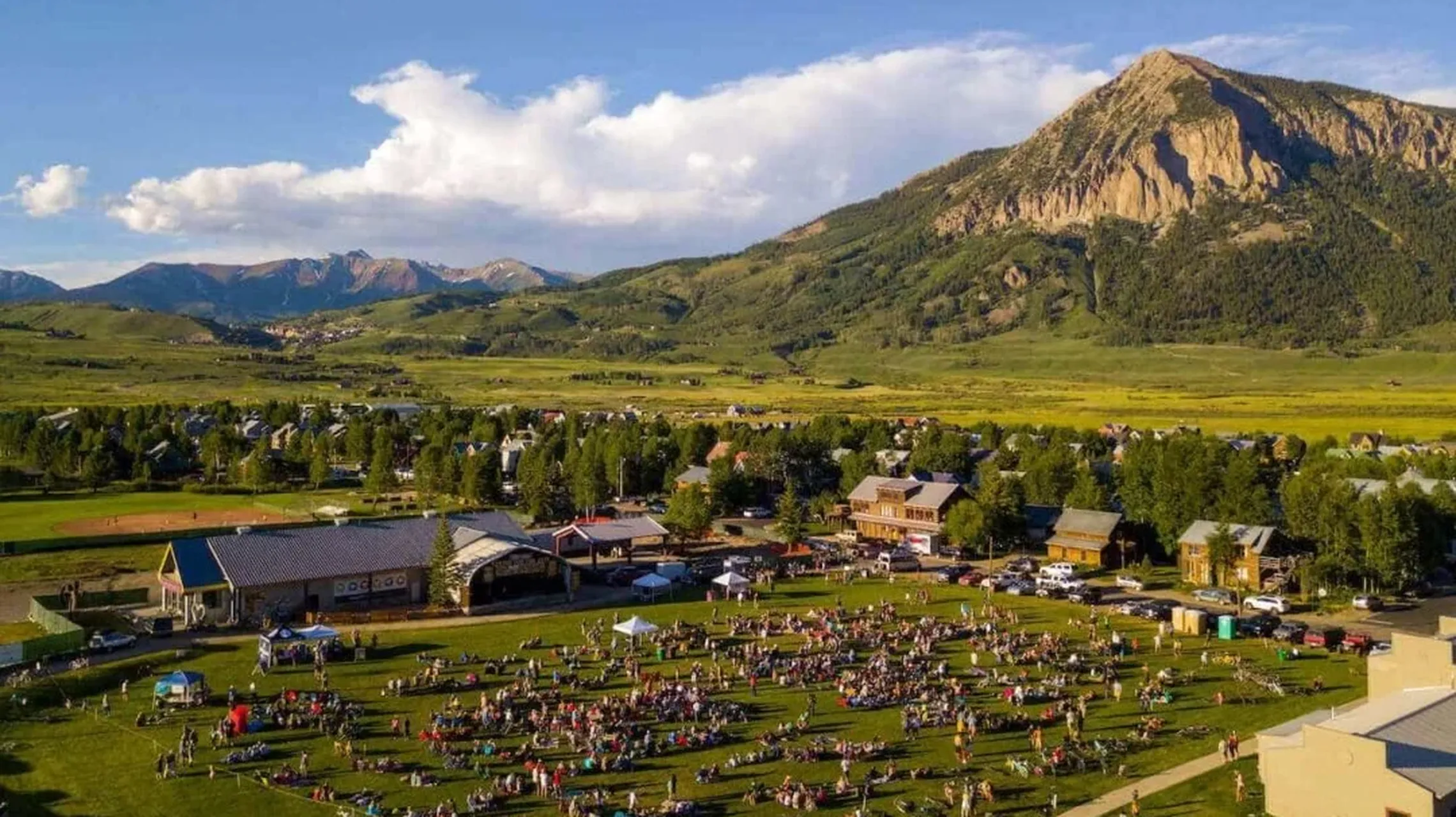 An arial shot of an outdoor event in Crested Butte CO